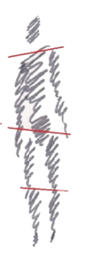 Schematische Zeichnung schlechter Körperhaltung